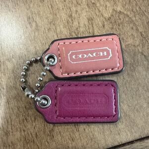 2 COACH Replacement Leather Hang Tags Charm Key Pink Small